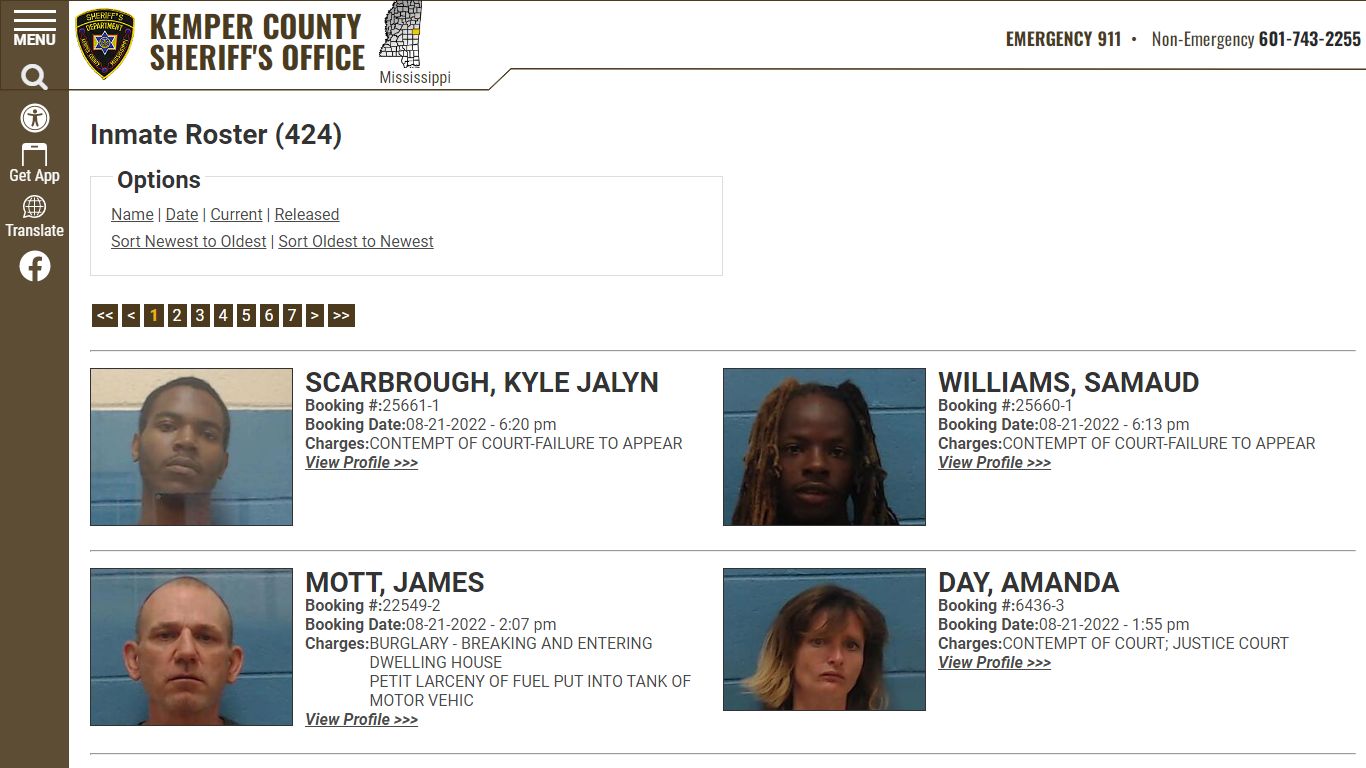 Inmate Roster (411) - Kemper County Sheriff